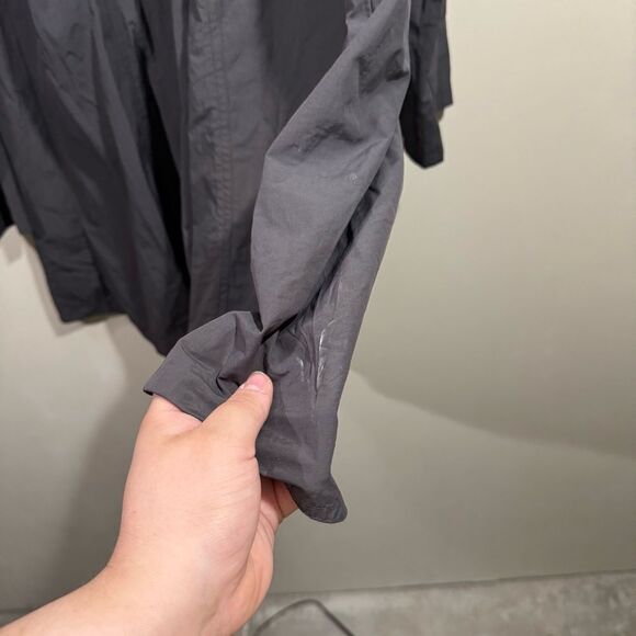 Eileen Fisher Charcoal Grey Tunic Length Rain Jacket - Picture 6 of 7